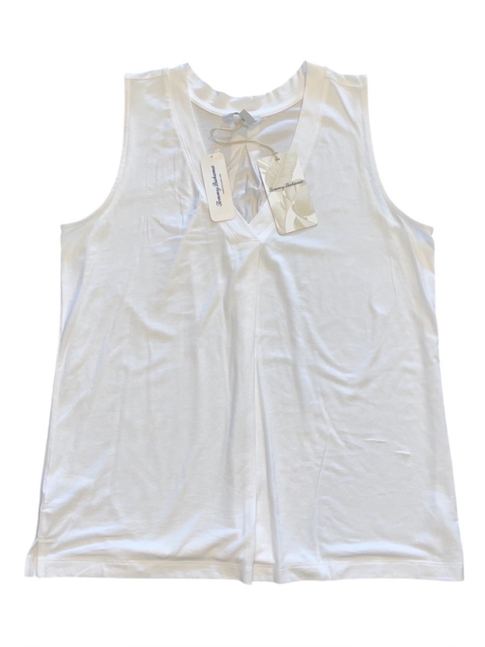 Tommy Bahama Kauai V Neck Tank Blouse Pleated NWT White Women’s Summer Small